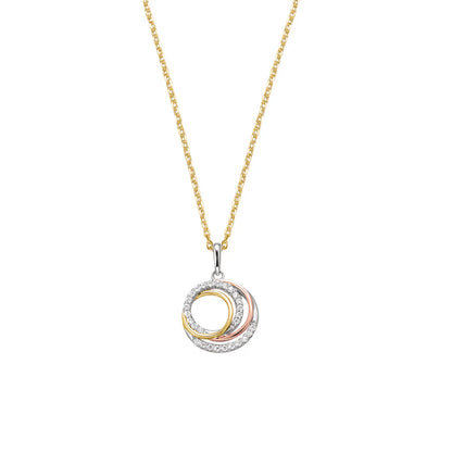 9ct Gold CZ Elora Three Colour Necklet GPZ458