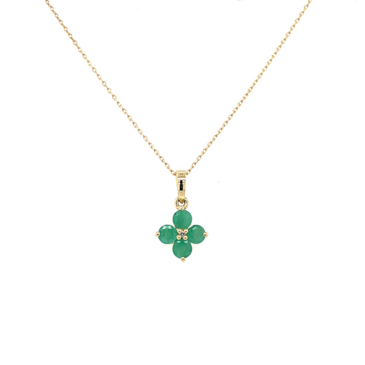 9ct Gold Real Emerald Flower Pendant GPE51