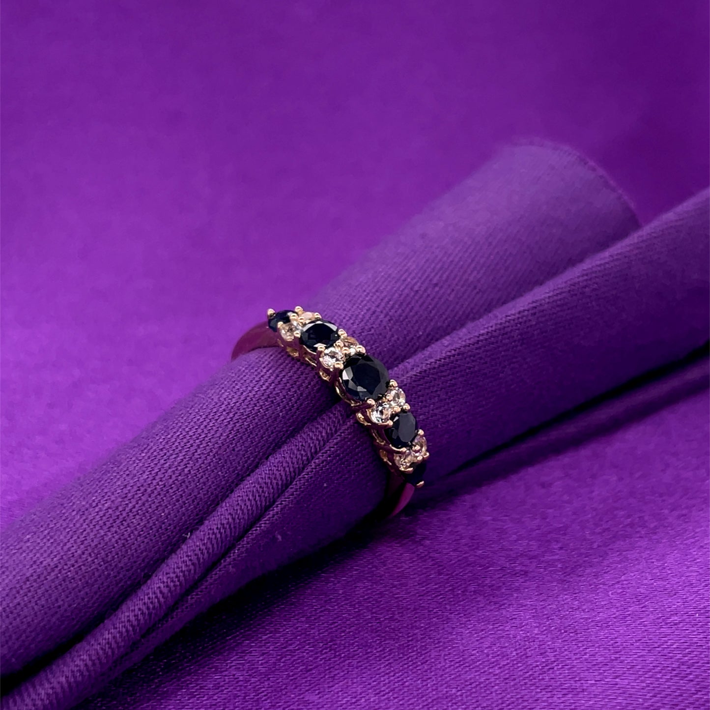 9ct Gold Real Sapphire & CZ Ring GRS282