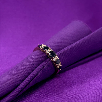 9ct Gold Real Sapphire & CZ Ring GRS282