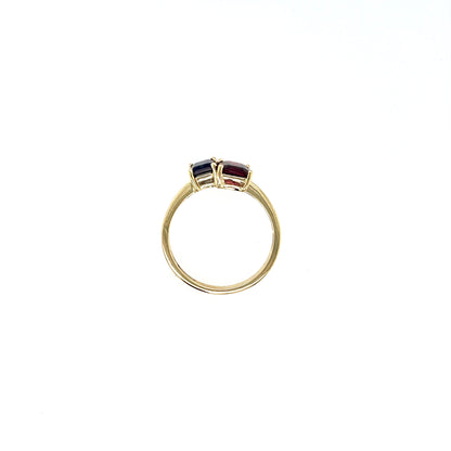 9ct Gold Rhodolite Garnet & Iolite Toi et Moi Ring GRX298