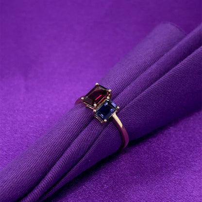 9ct Gold Rhodolite Garnet & Iolite Toi et Moi Ring GRX298