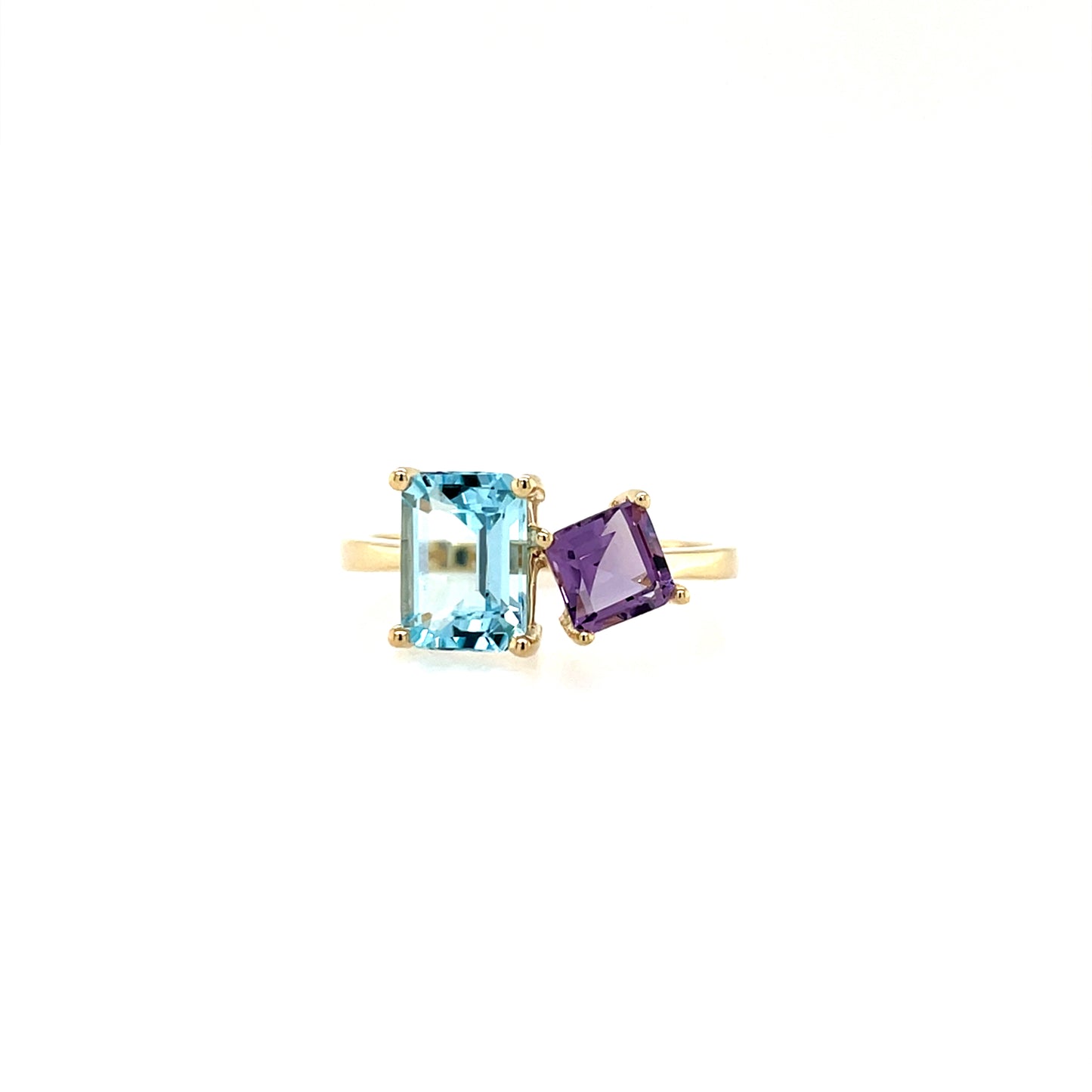 9ct Gold Sky Blue & Amethyst Toi et Moi Ring GRX297