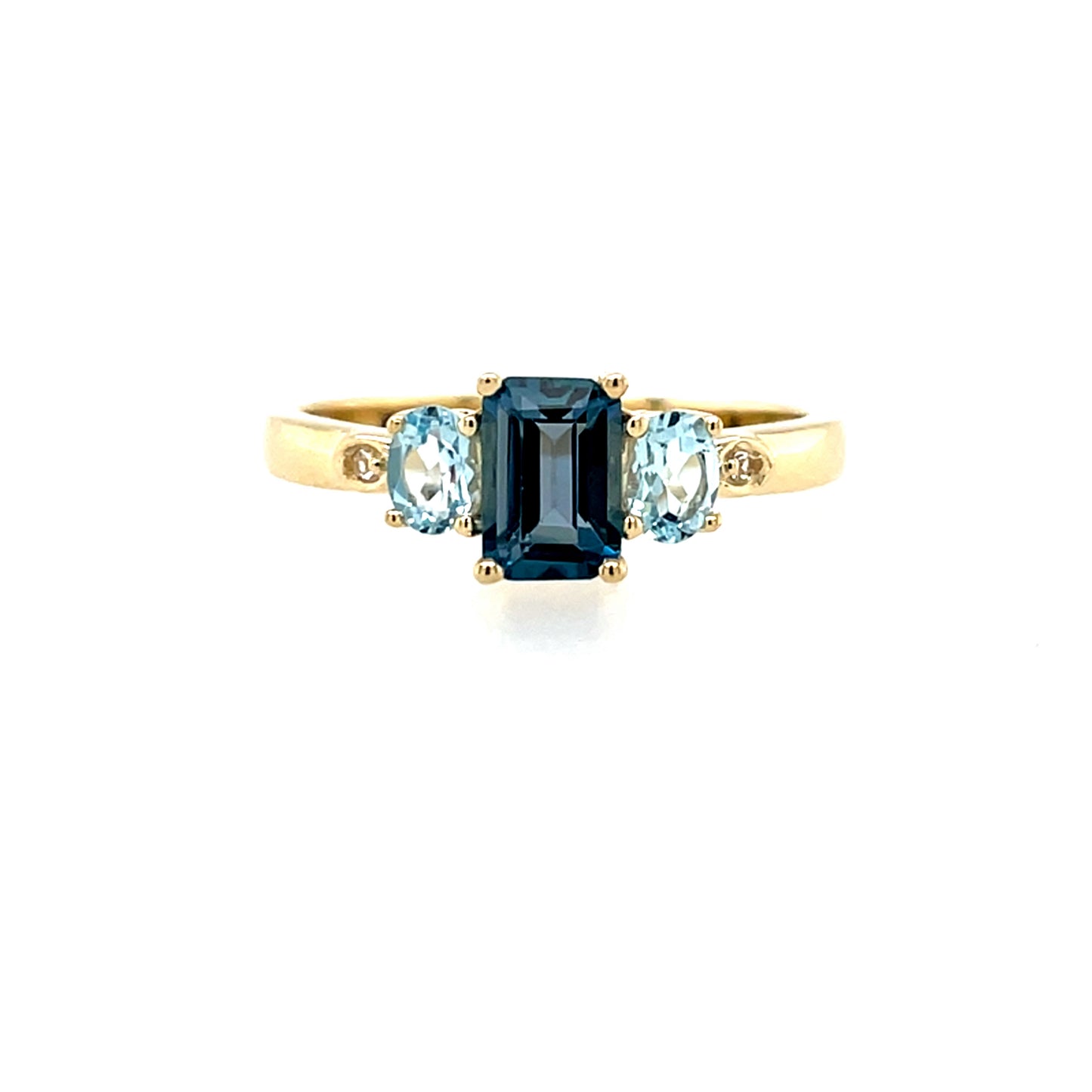 9ct Gold Blue & White Topaz Ring GRX299