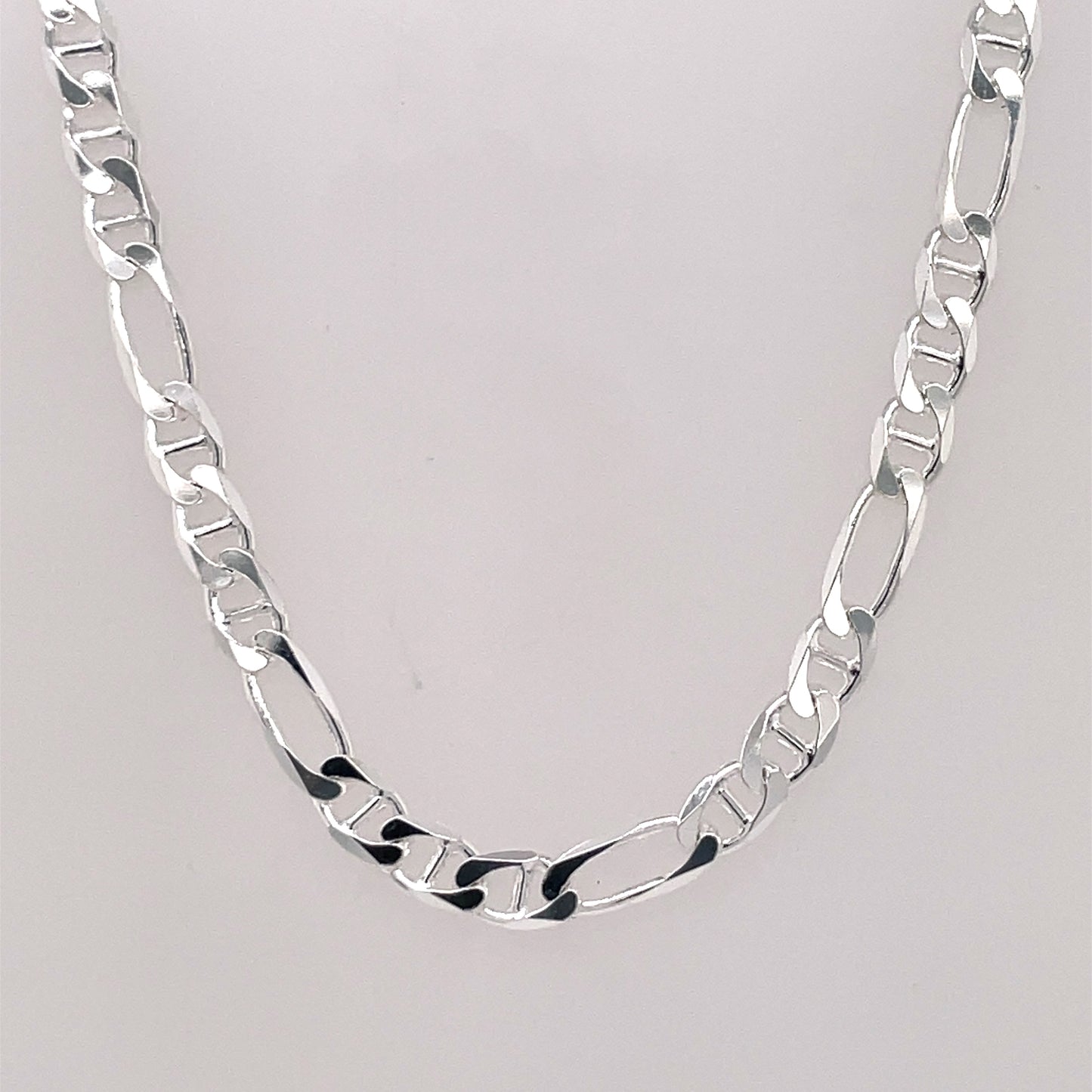 Sterling Silver Men's Anchor Figaro Chain G7/20