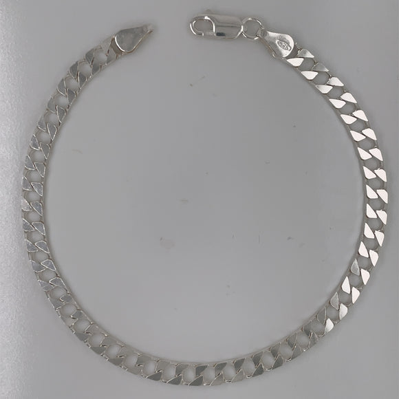 Sterling Silver 21cm Men's Square Curb Bracelet G7/8