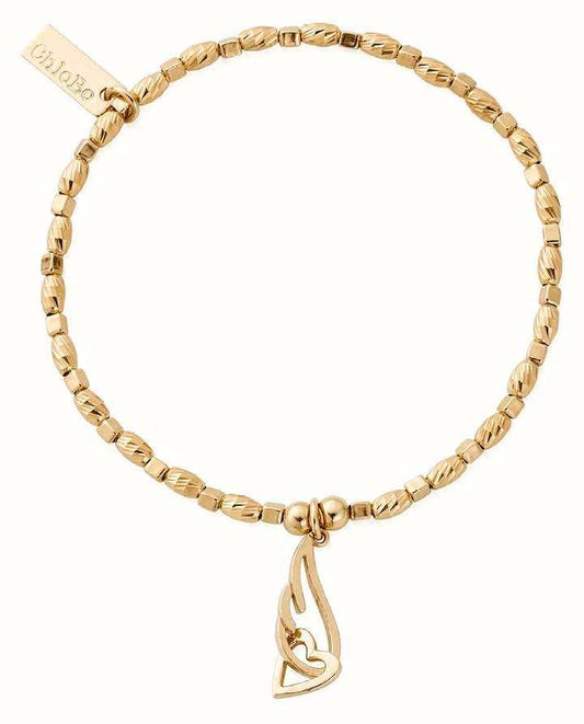 ChloBo Gold Soul Glow Interlocking Heart & Angel Wing Bracelet