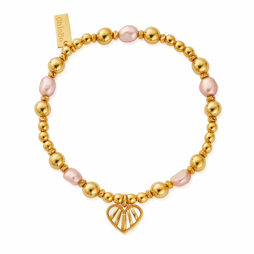 ChloBo Loving Heart Pink Pearl Bracelet