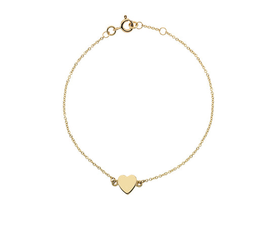 9ct Gold Solid Heart Bracelet GB475