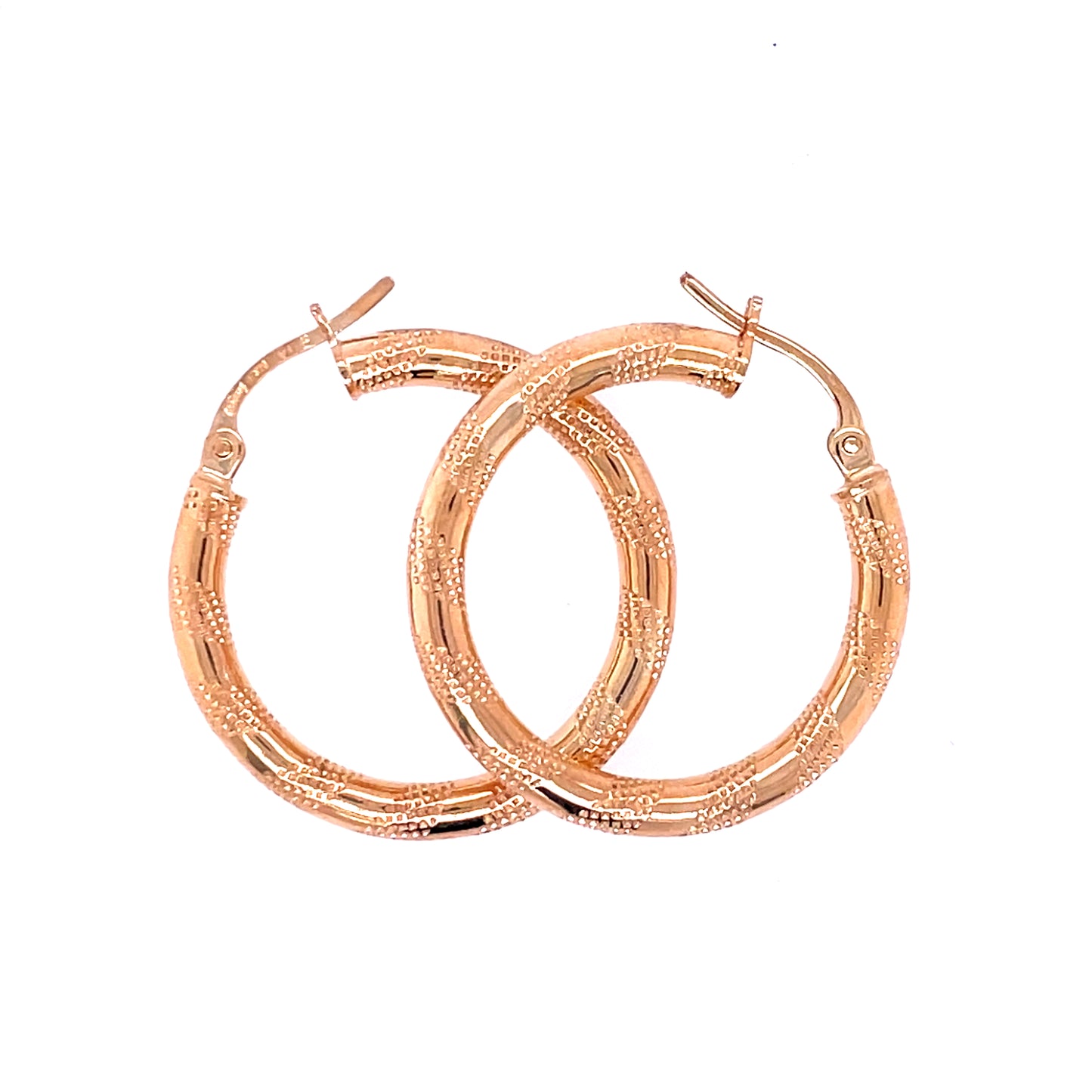 9ct Gold 20mm Banded Hoop Earrings GE1009