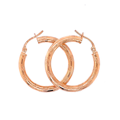 9ct Gold 20mm Banded Hoop Earrings GE1009