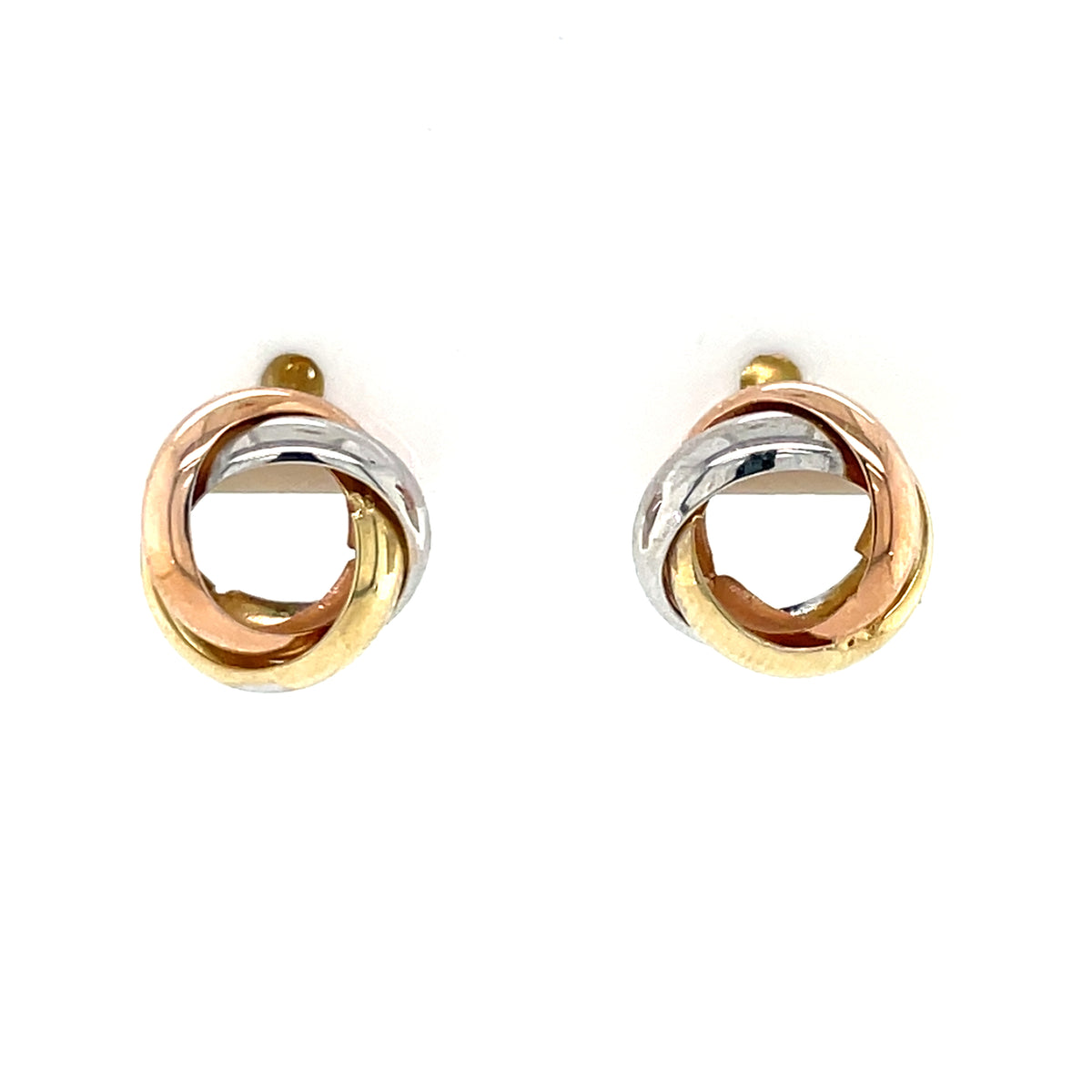 9ct Gold Three Colour Knot Stud Earrings GE1086