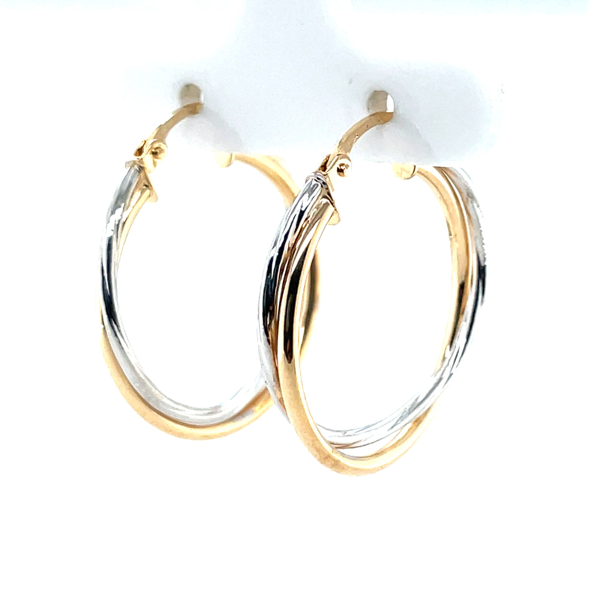 9ct Gold 20mm Two-tone Twist Hoop Earrings GE1087