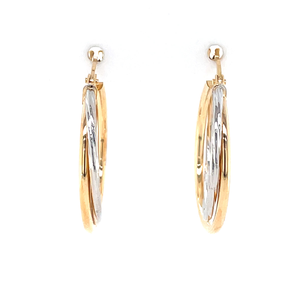 9ct Gold 20mm Two-tone Twist Hoop Earrings GE1087