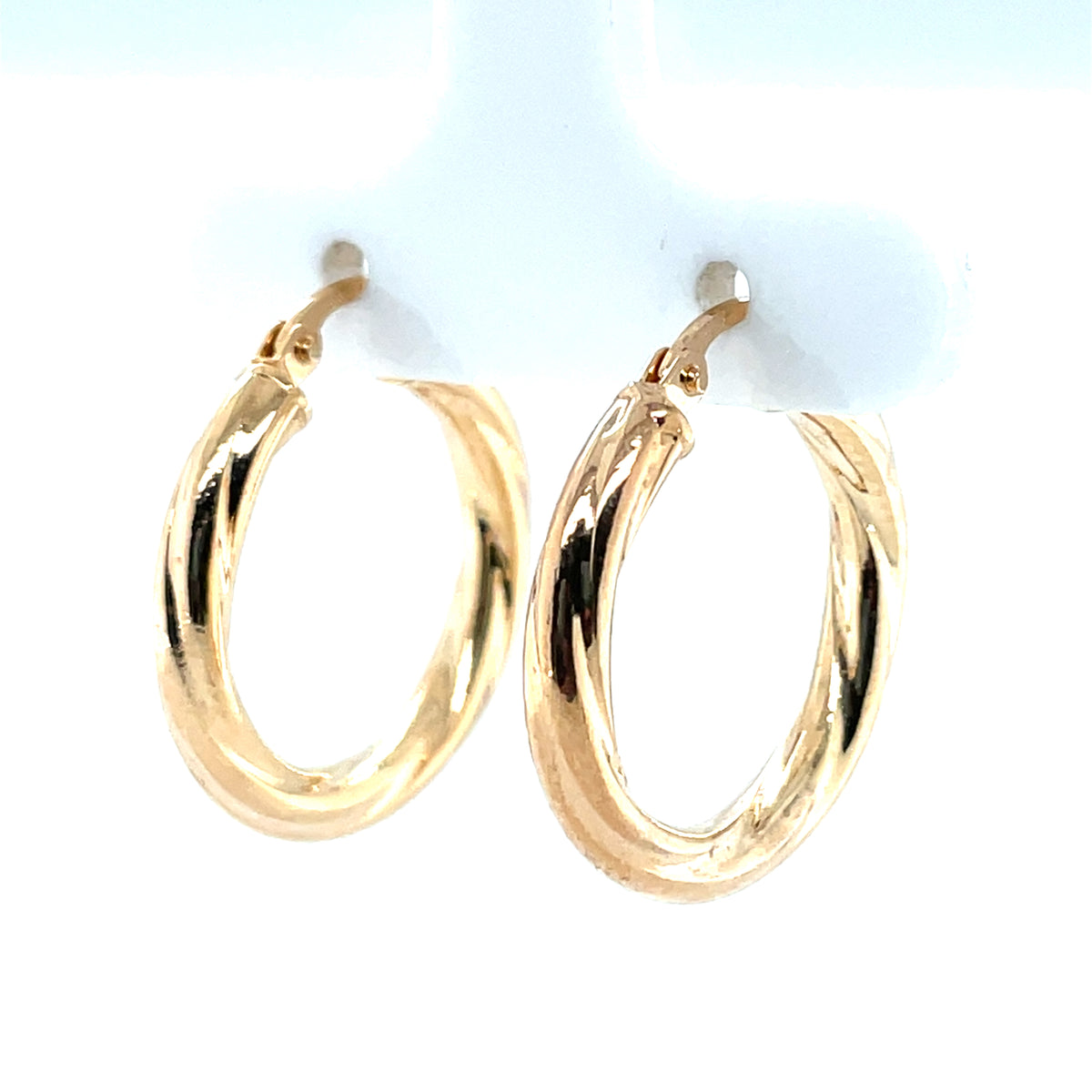 9ct Gold 15mm Twist Hoop Earrings GE1088