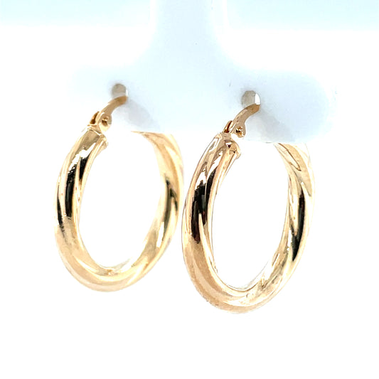9ct Gold 15mm Twist Hoop Earrings GE1088