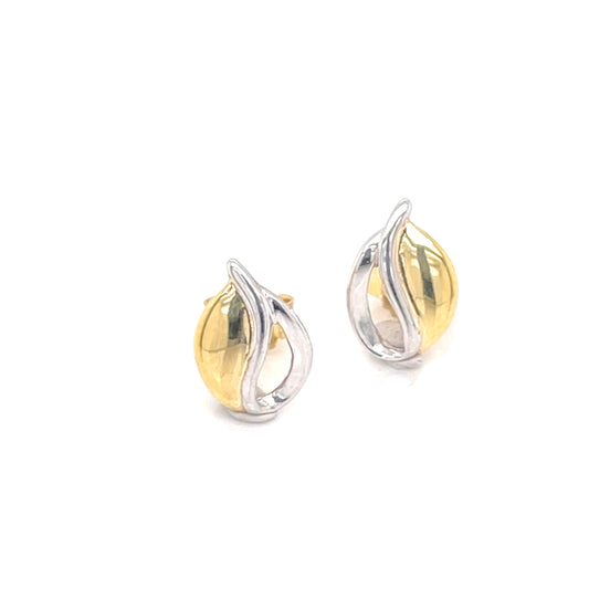 9ct Gold Two-tone Leaf Stud  Earrings GE971