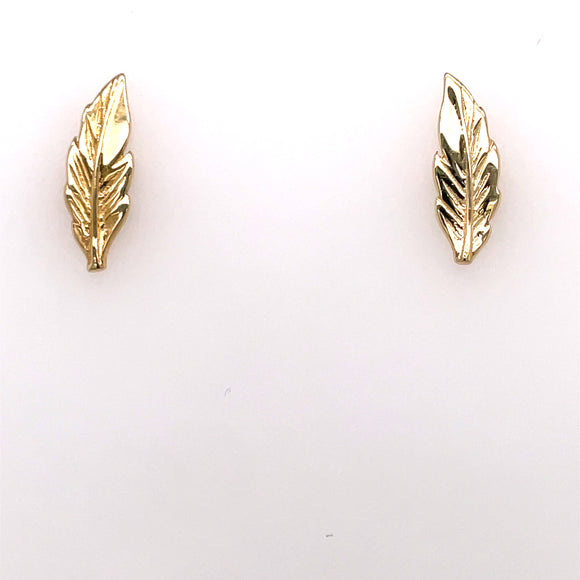 9ct Gold Leaf Stud Earrings GE918