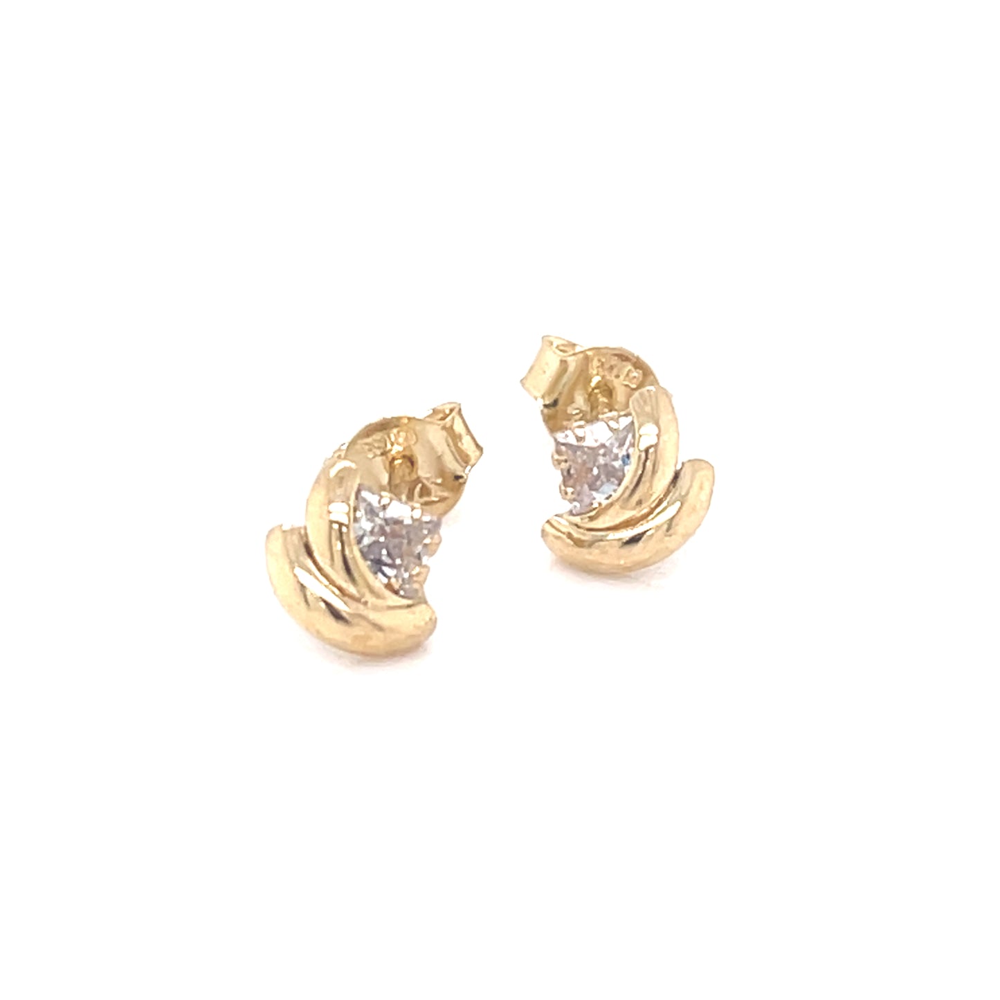 9ct Gold CZ Leaf Stud  Earrings GEZ733