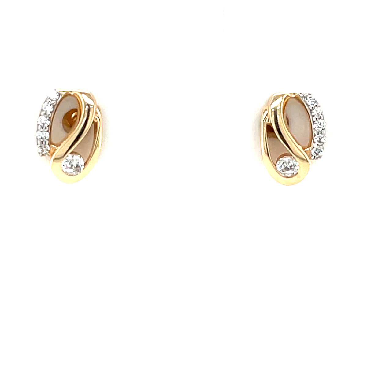 9ct Gold CZ Oval Twist Stud Earrings GEZ799