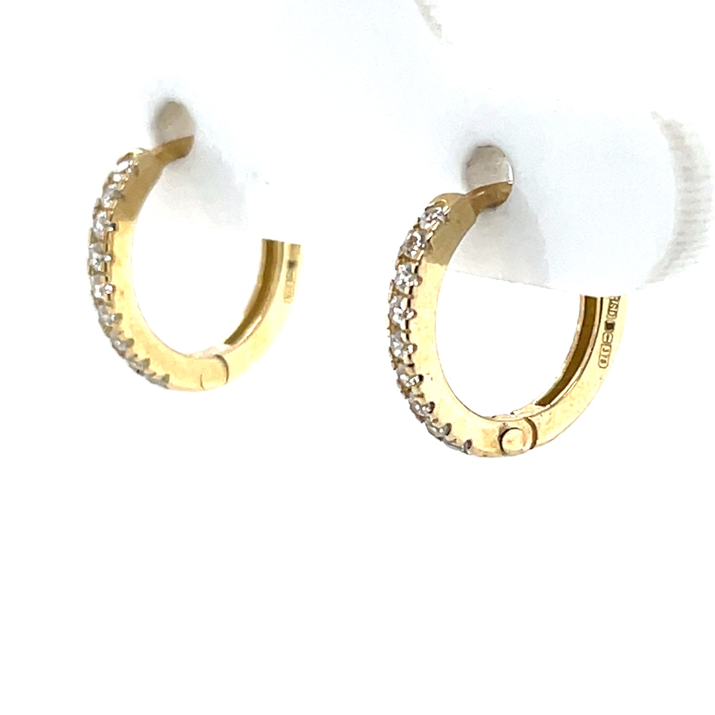 9ct Gold CZ Claw-set Huggie Hoop Earrings GEZ803