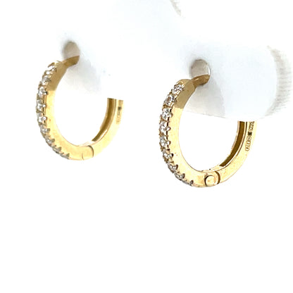 9ct Gold CZ Claw-set Huggie Hoop Earrings GEZ803