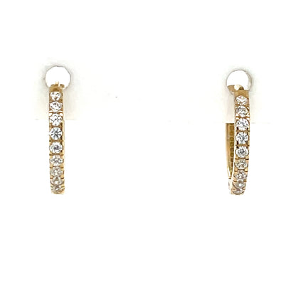 9ct Gold CZ Claw-set Huggie Hoop Earrings GEZ803