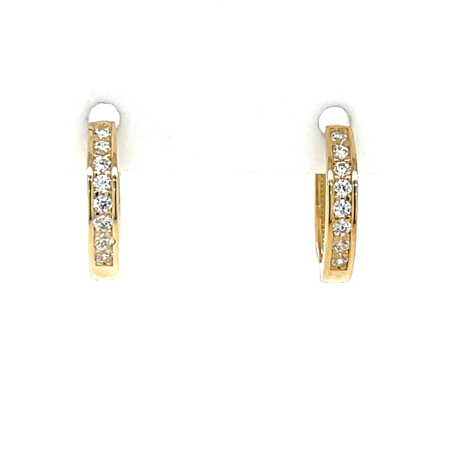 9ct Gold CZ Channel-set Huggie Hoop Earrings GEZ804