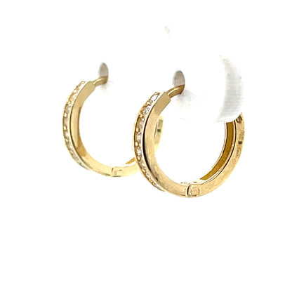 9ct Gold CZ Channel-set Huggie Hoop Earrings GEZ804