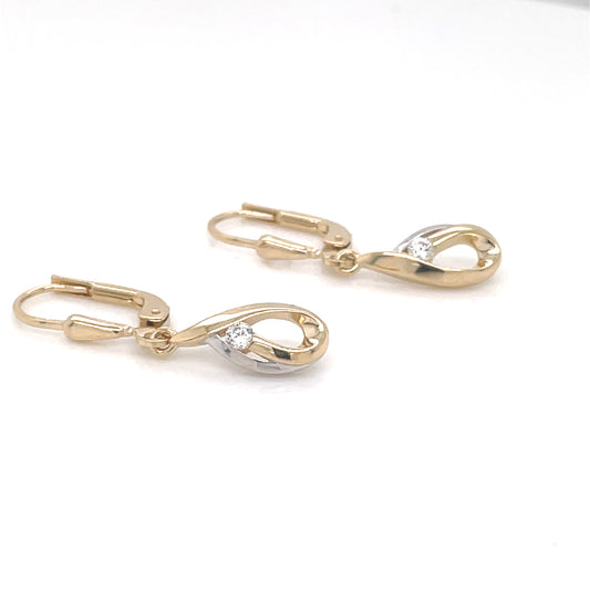 9ct Gold CZ Two-tone Loop Drop Earrings GEZ736