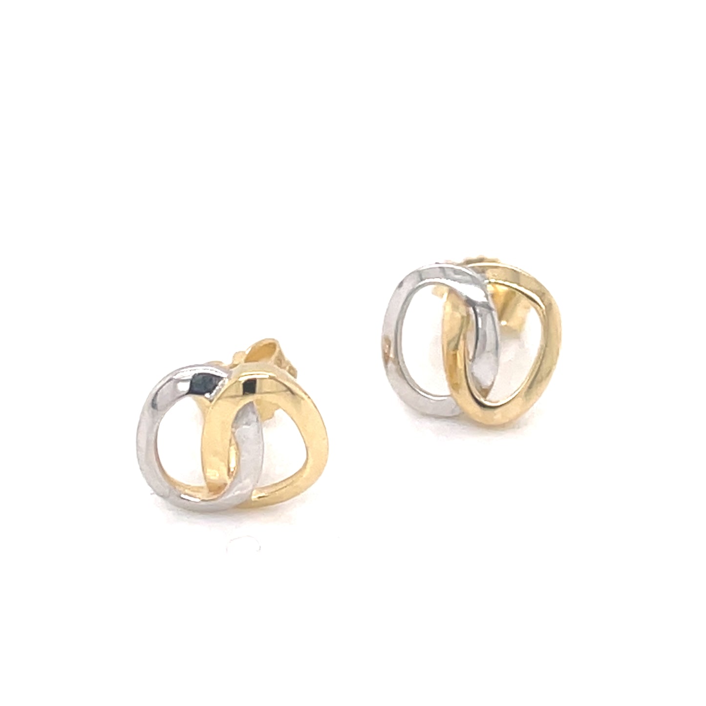 9ct Gold Two-tone Ovals Stud  Earrings GE972