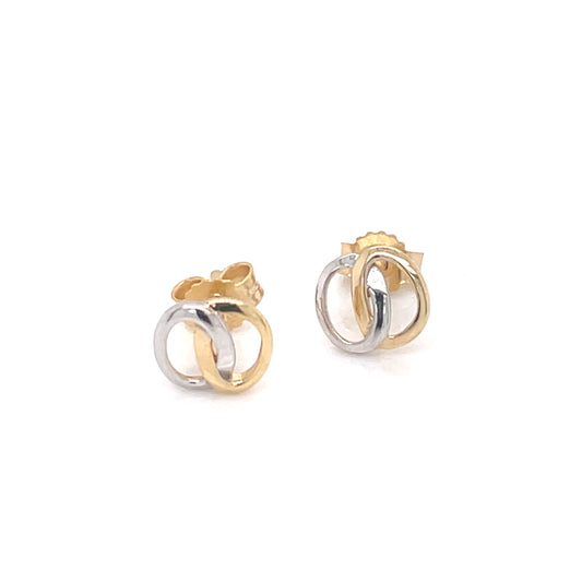 9ct Gold Two-tone Ovals Small Stud  Earrings GE974