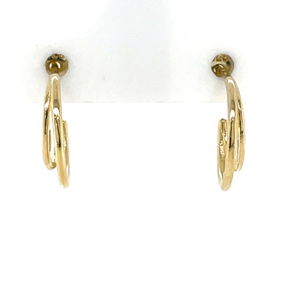9ct Gold 11mm Double Hoop Earrings GE1085