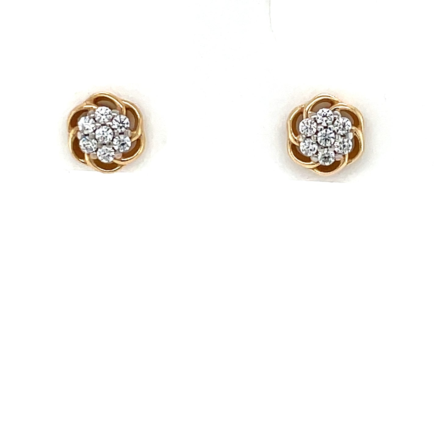 9ct Gold CZ Flower Stud Earrings GEZ800