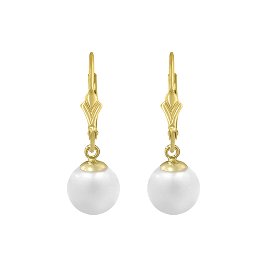 9ct Gold 8mm Pearl Drop Earrings GEP359