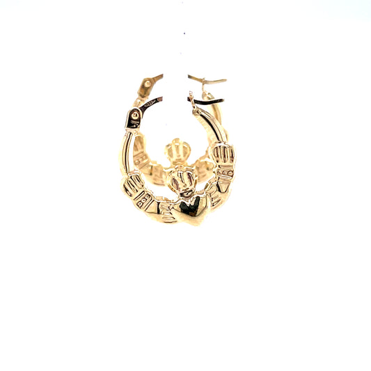 9ct Gold Claddagh Hoop Earrings Small GE1019