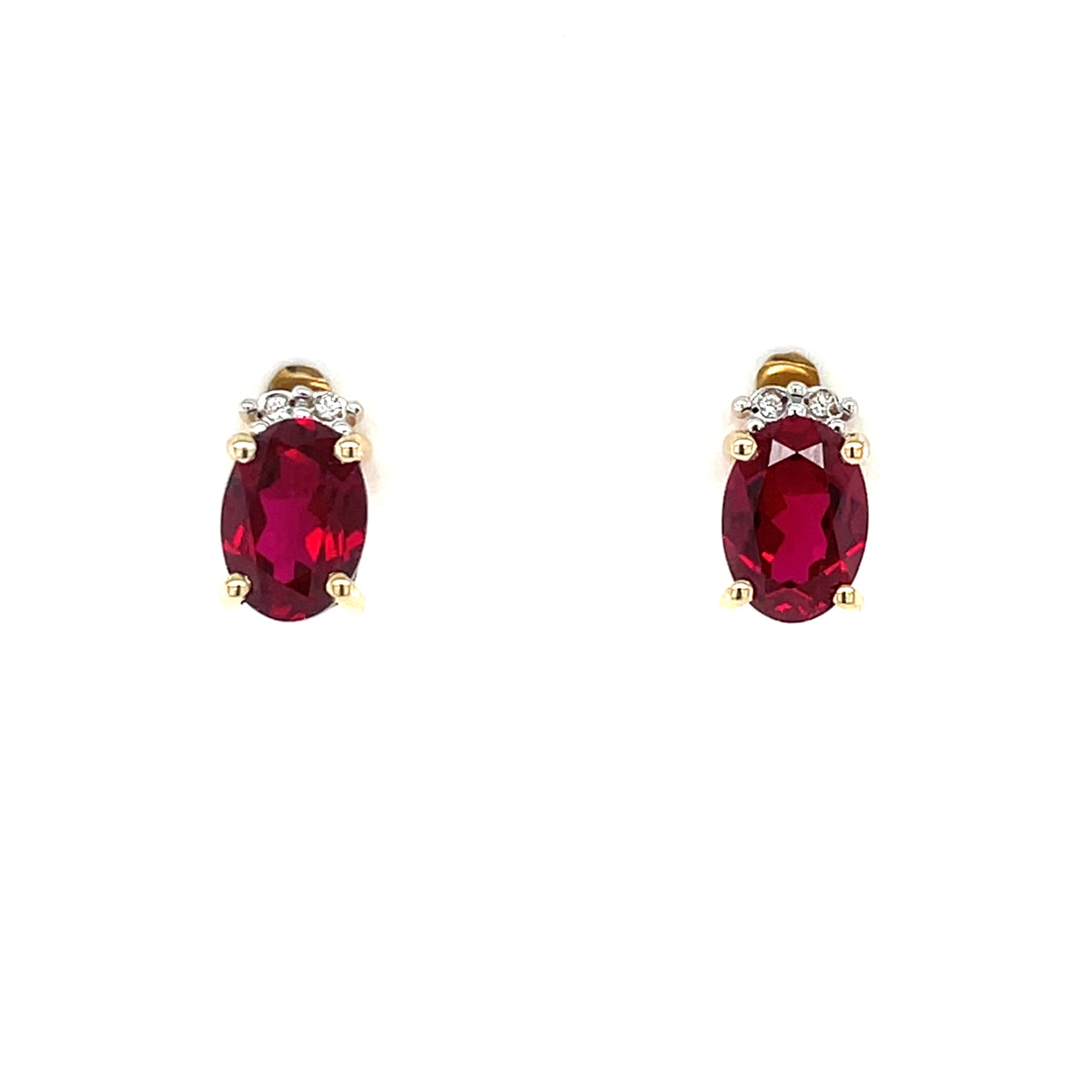 9ct Gold  Created Ruby & CZ  Stud Earrings GER82