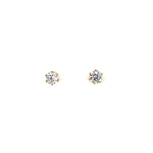 9ct Gold 5mm CZ 6-Claw Stud Earrings GEZ294