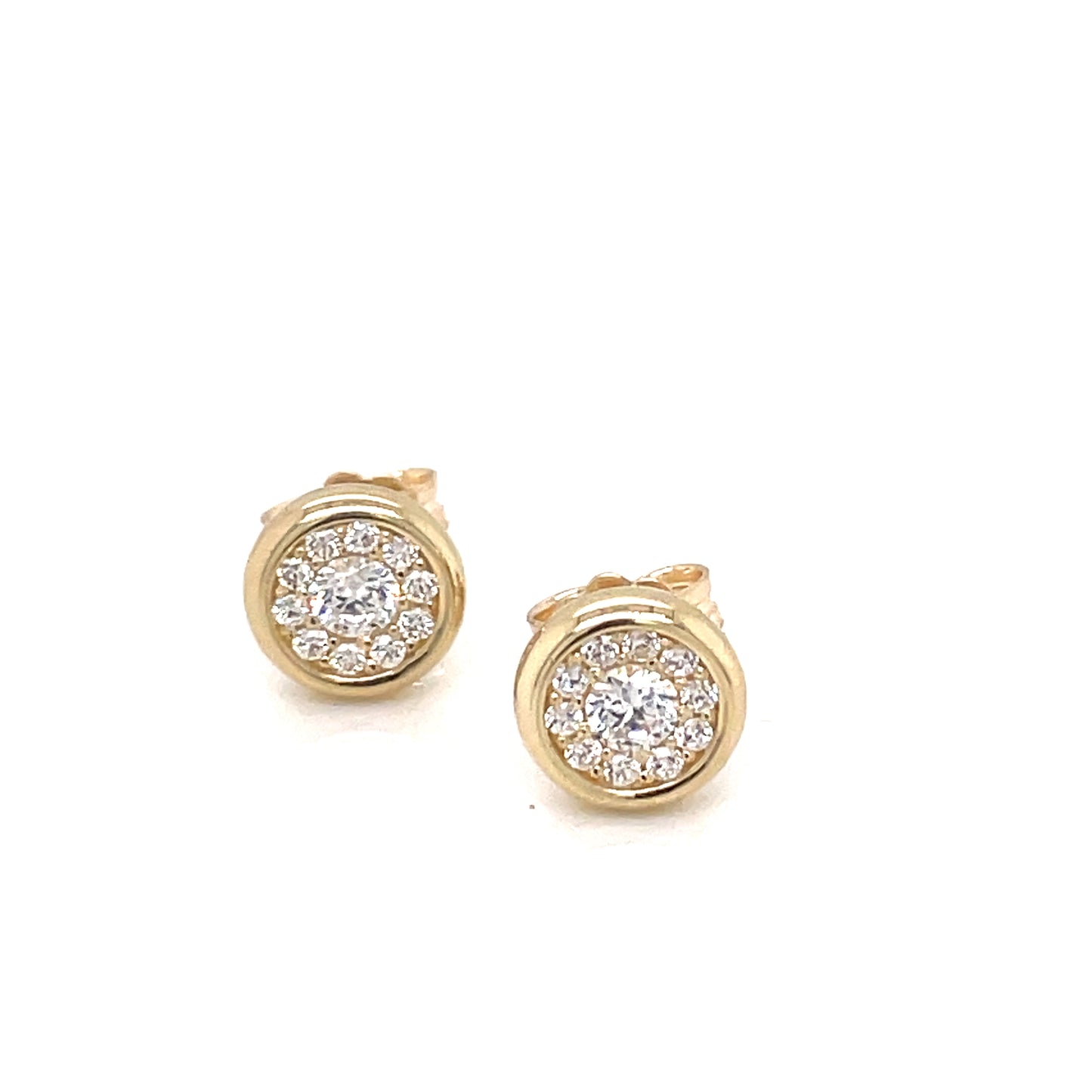 9ct Gold CZ Round Halo Stud Earrings GEZ713