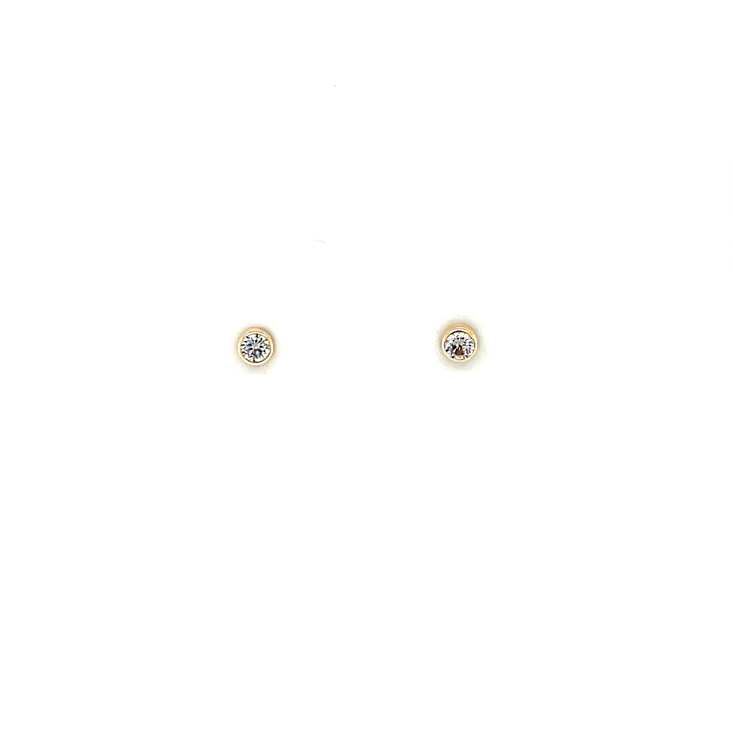 9ct Gold 3mm CZ Rubover Stud Earrings GEZ781