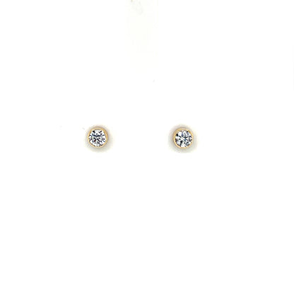 9ct Gold 4mm CZ Rubover Stud Earrings GEZ782