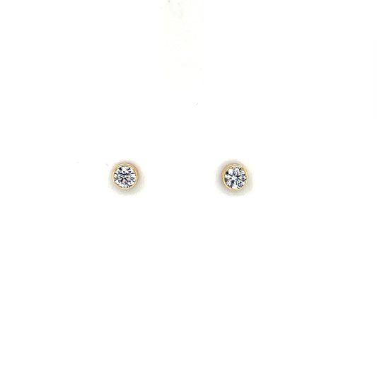 9ct Gold 4mm CZ Rubover Stud Earrings GEZ782