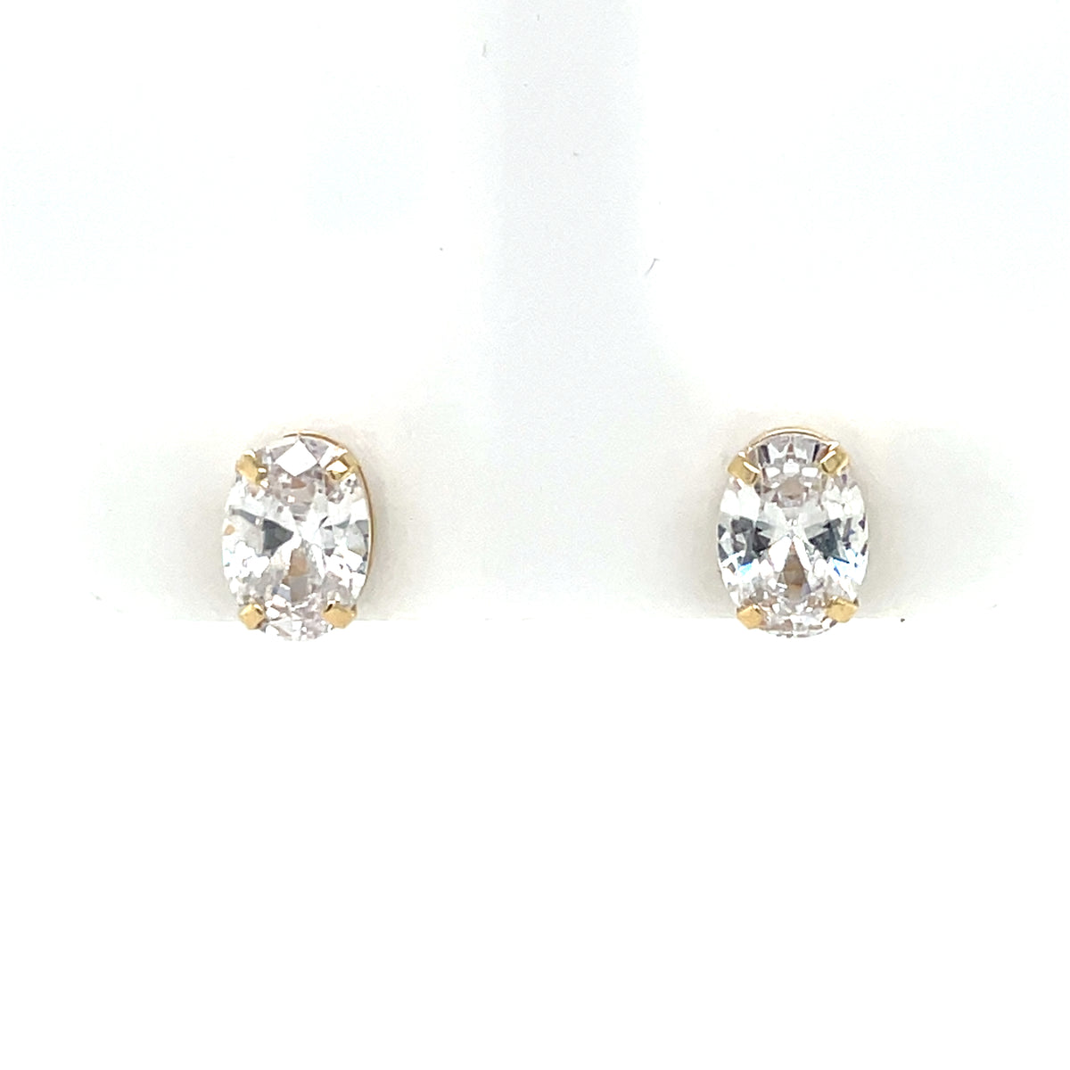 9ct Gold Oval CZ Stud Earrings GEZ805
