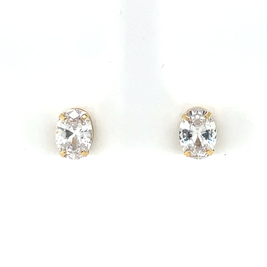 9ct Gold Oval CZ Stud Earrings GEZ805