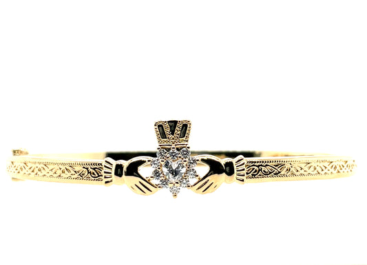 Gold-plated CZ Claddagh Bangle GFCB03Z