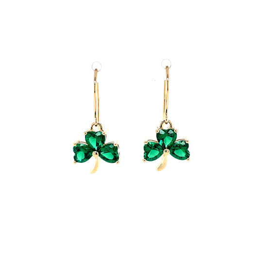 18ct Gold-plated Green CZ Drop Earrings GFCE066