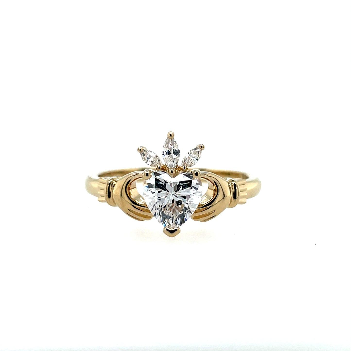 18ct Gold-plated CZ Claddagh Ring GF08