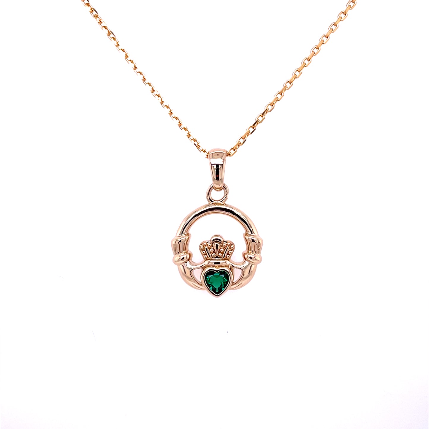 Claddagh Green Zirconia Pendant 18k Gold Plated GFCP004
