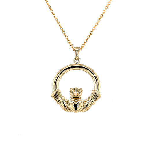 18ct Gold-plated Large Claddagh Pendant GFCP007