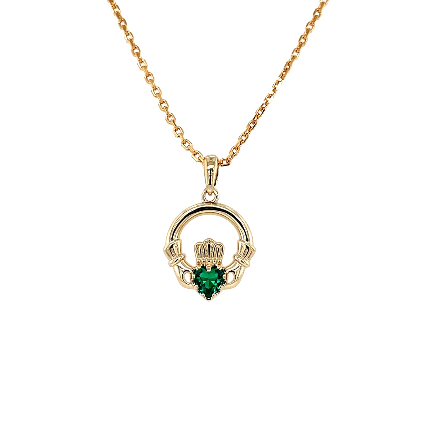 Claddagh Green Zirconia Pendant 18k Gold Plated GFCP008GR